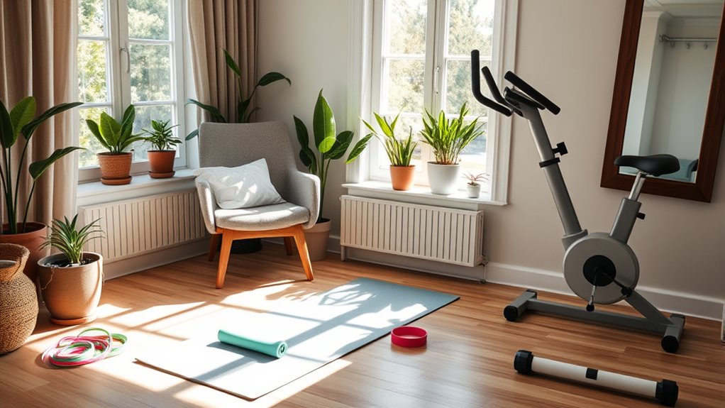 cozy home workout environment