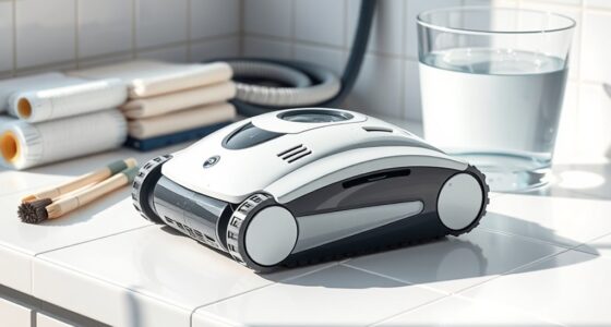 cleaning and storing robotic pool cleaner