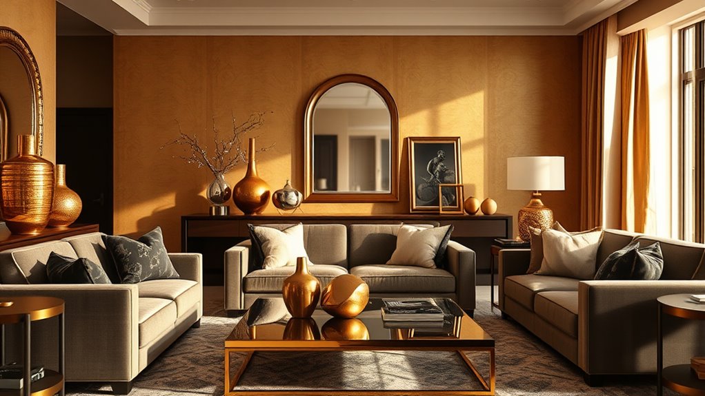 luxurious warm metallic accents