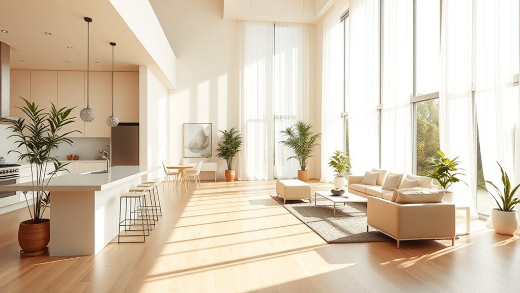 open floor plan sunlight maximization
