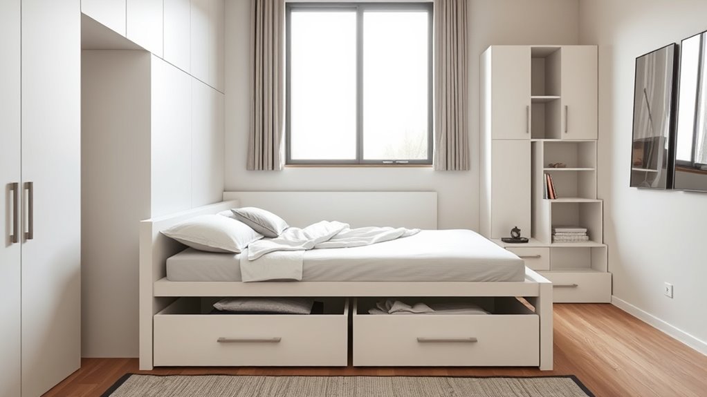 space saving multi functional bed storage