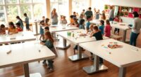 adjustable height activity tables