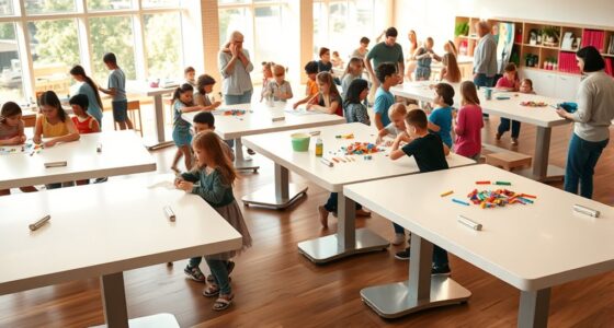 adjustable height activity tables