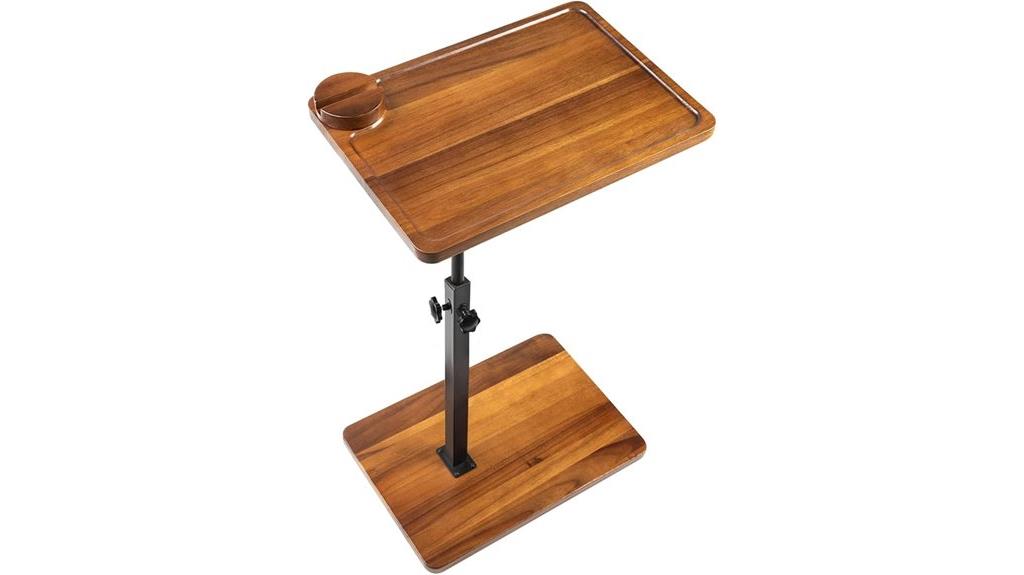 adjustable swivel acacia table