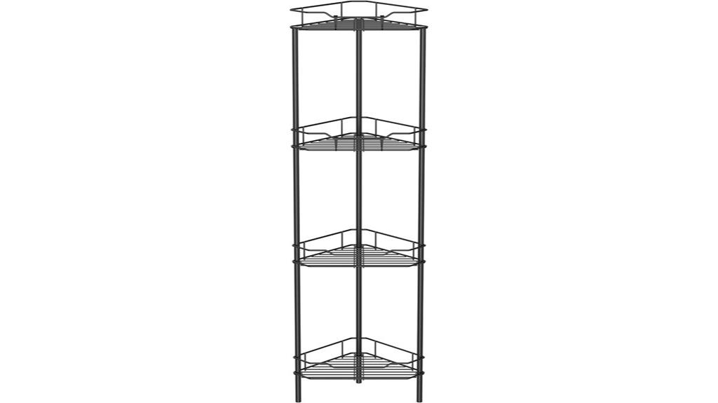 black four tier corner shelf