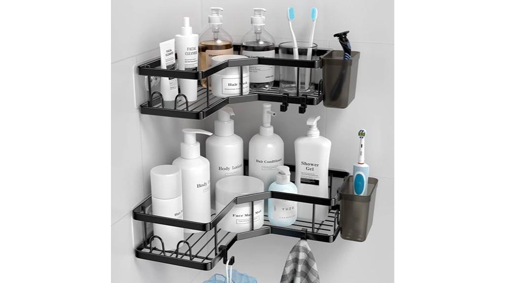 dual adhesive shower shelves