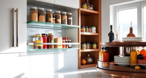 kitchen organization with shelves