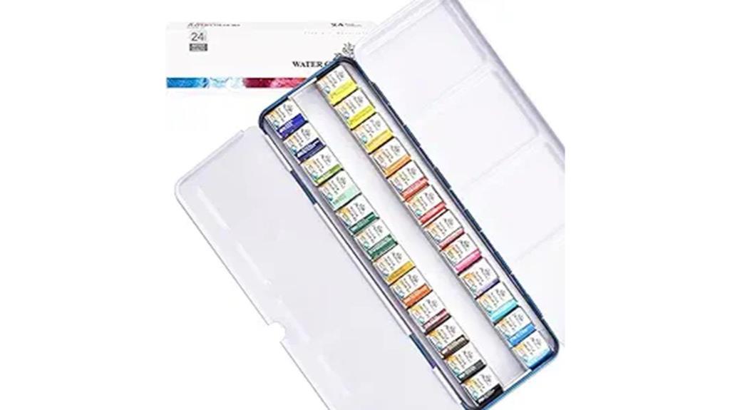 portable 24 color watercolor set