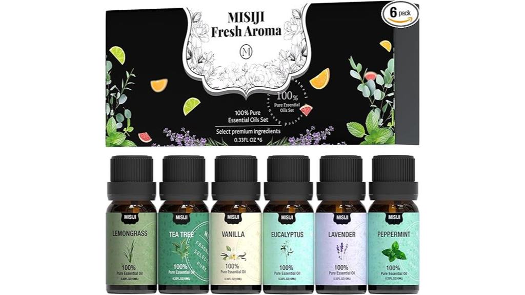 six 10ml aromatherapy oils