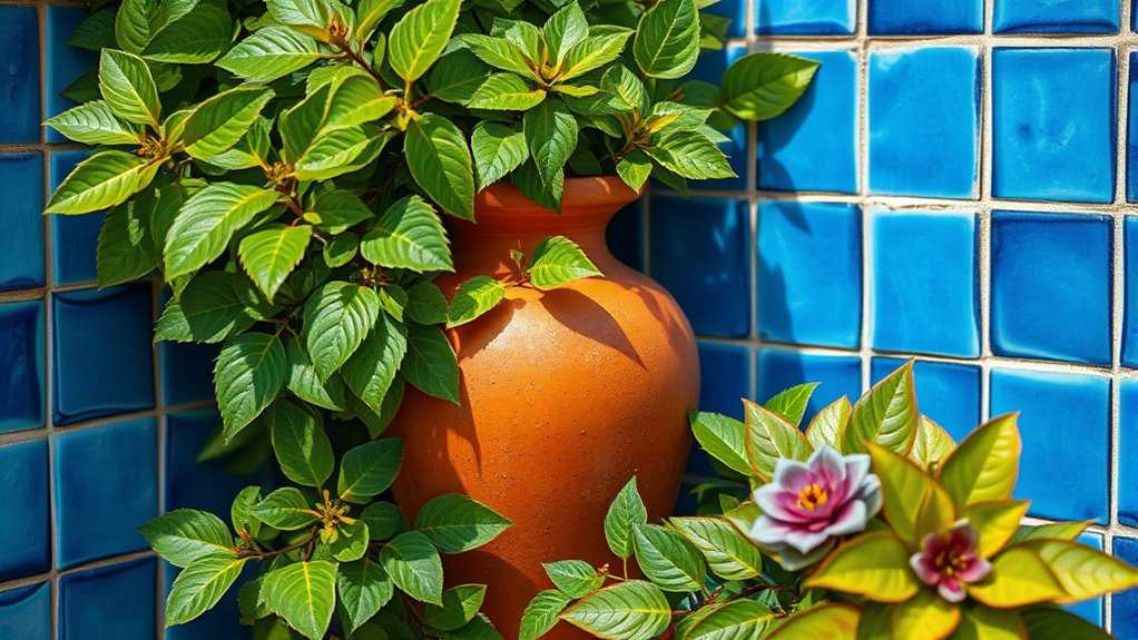 terracotta complements blue green