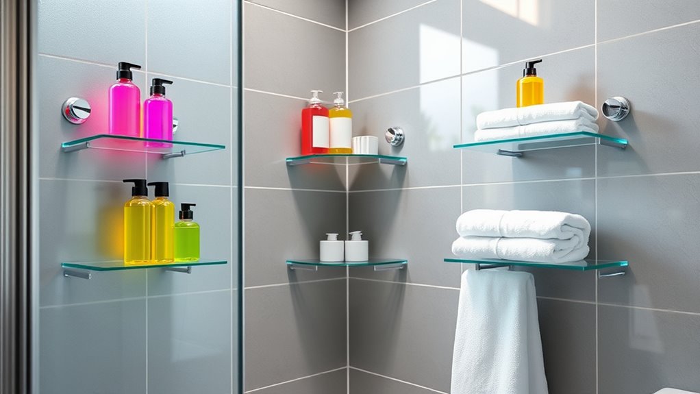 top corner shower shelves