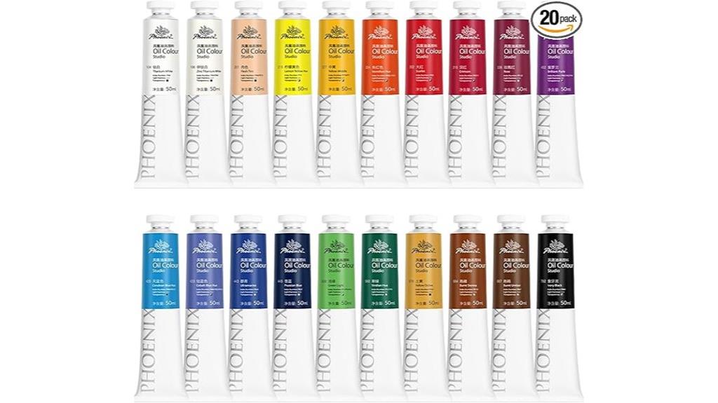 twenty color oil paint set