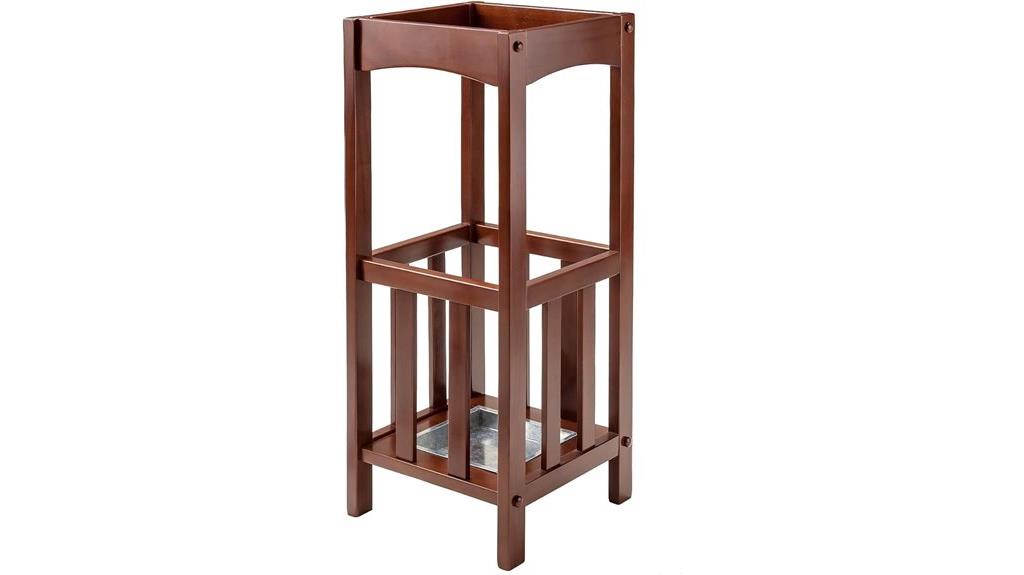 walnut umbrella stand with tray