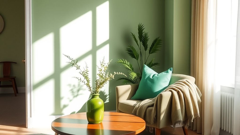 calming green accent palettes