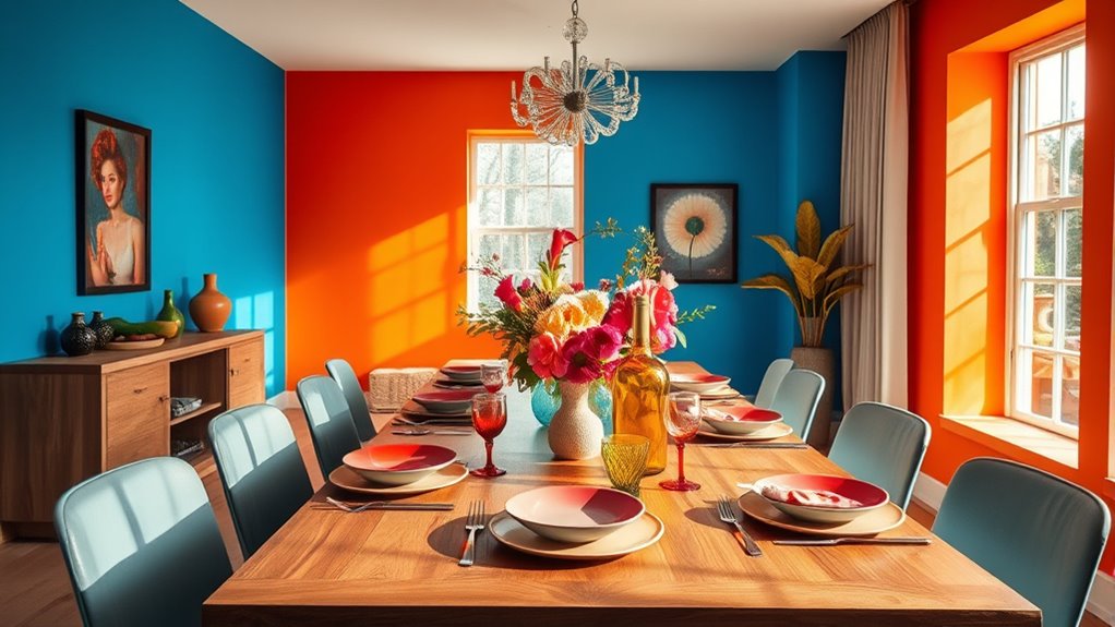 colorful accents energize dining spaces