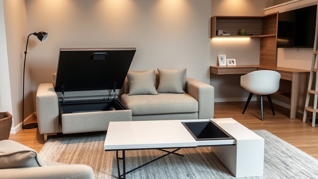 concealed storage enhances space