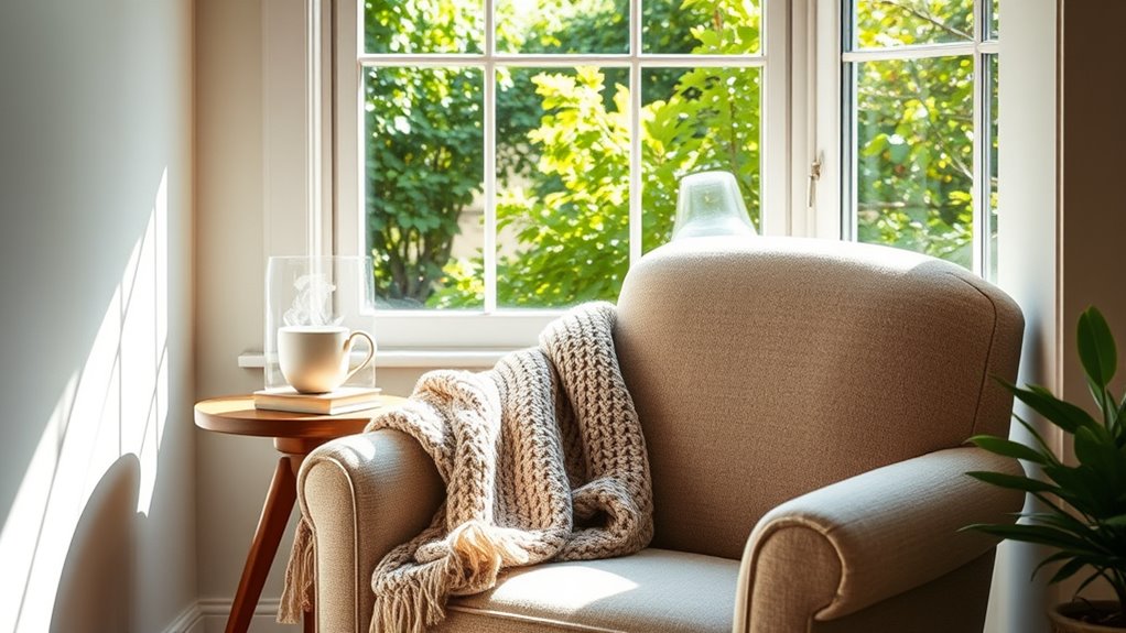 cozy organized reading corner
