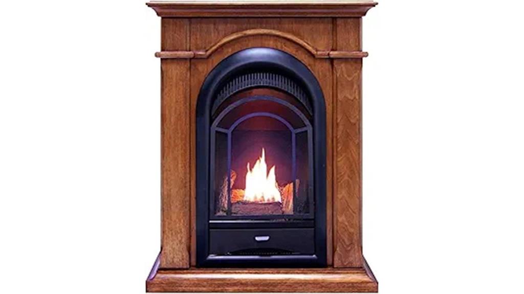 dual fuel fireplace with mantle