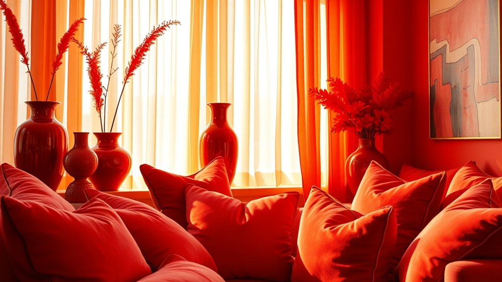 energizing red creates lively atmosphere