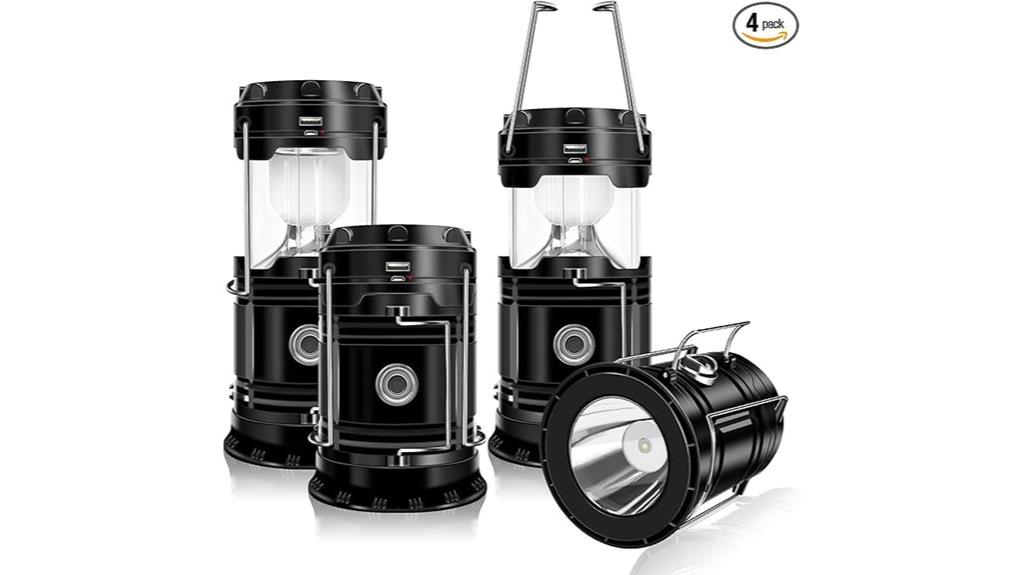 four pack solar camping lanterns