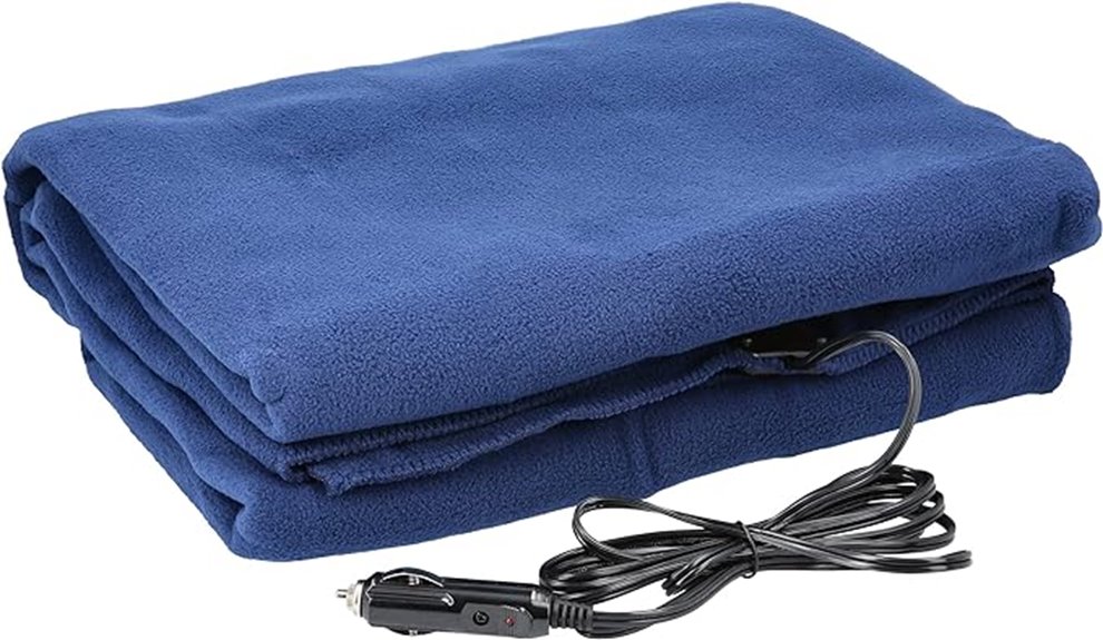 navy heated car blanket
