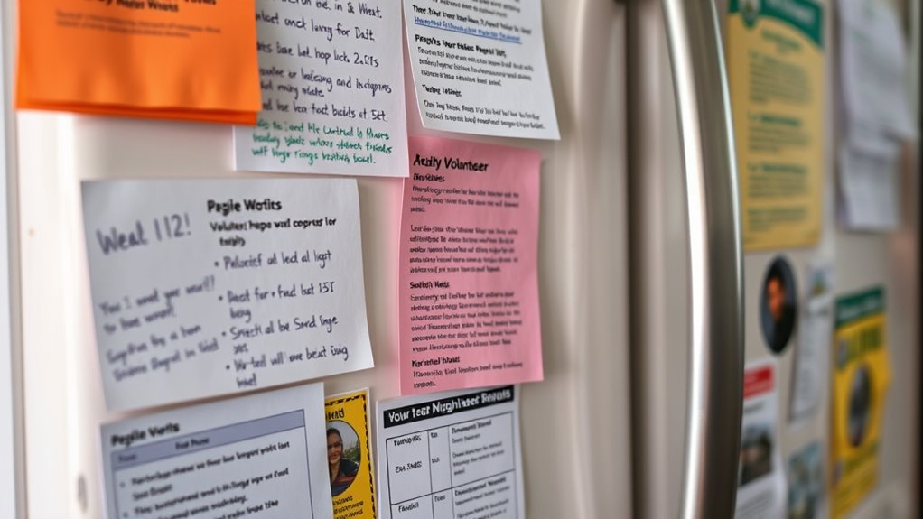 neighborhood notices on refrigerator