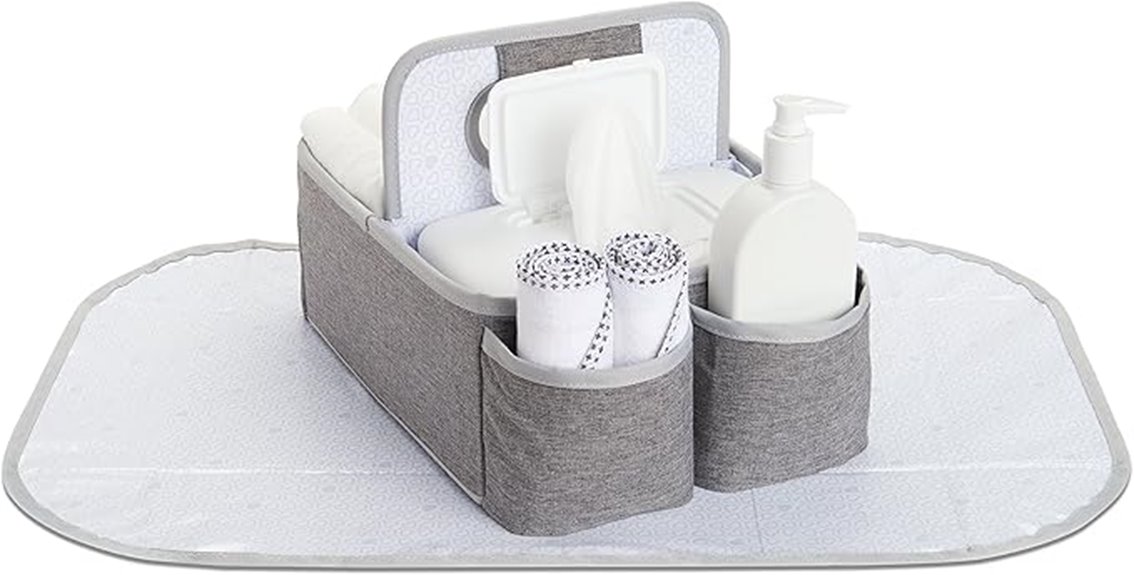 portable grey diaper caddy
