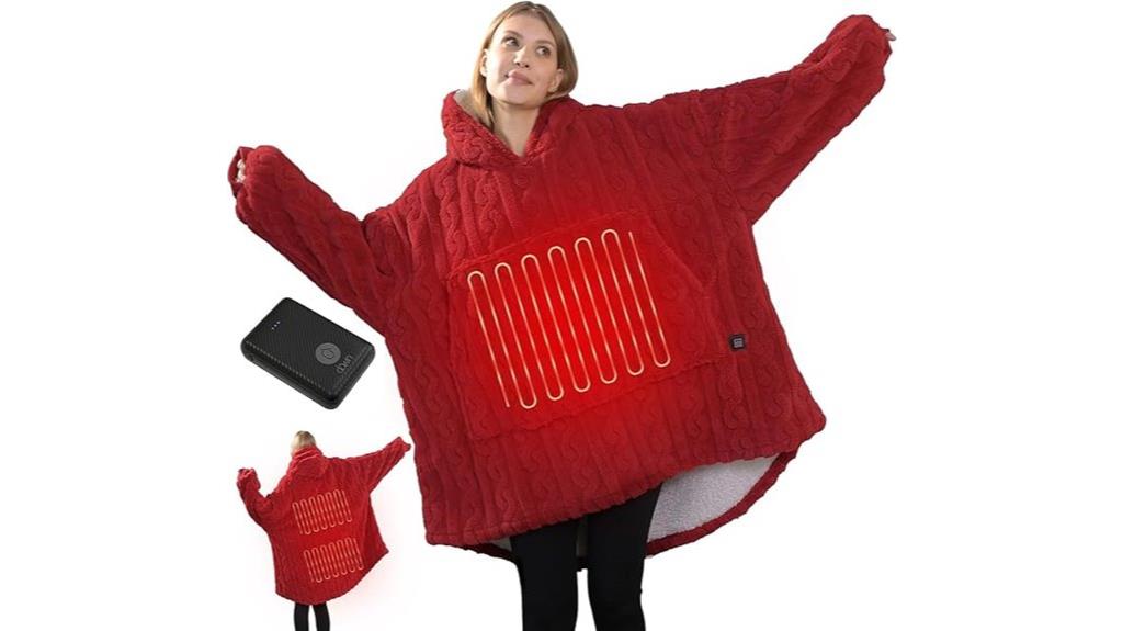 portable heated wearable blanket