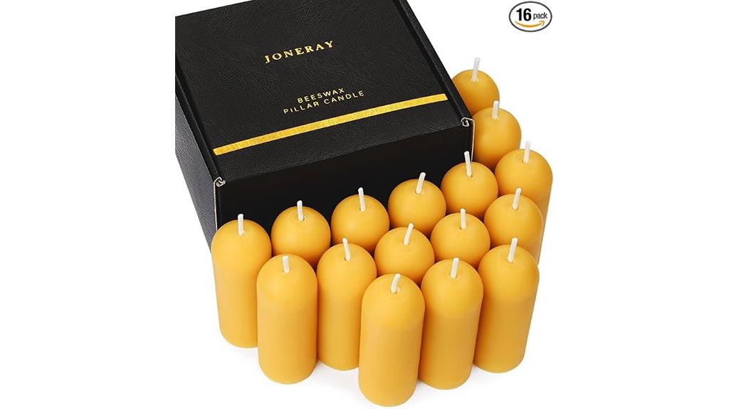 set of sixteen natural beeswax candles