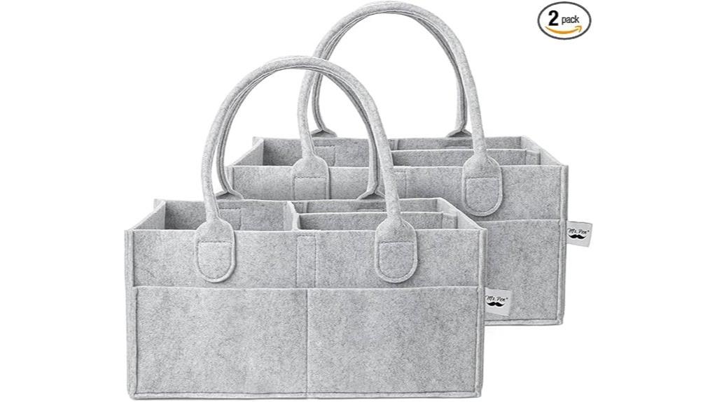 twin gray diaper caddies