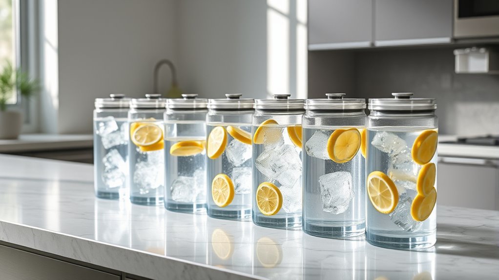 visible colorful hydration containers