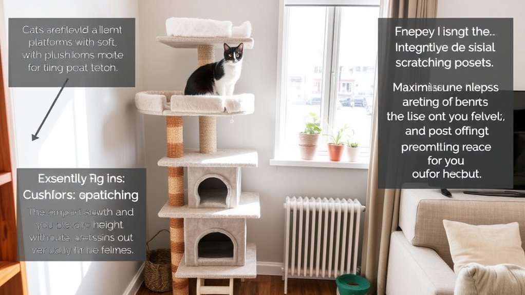 compact multi functional cat tree