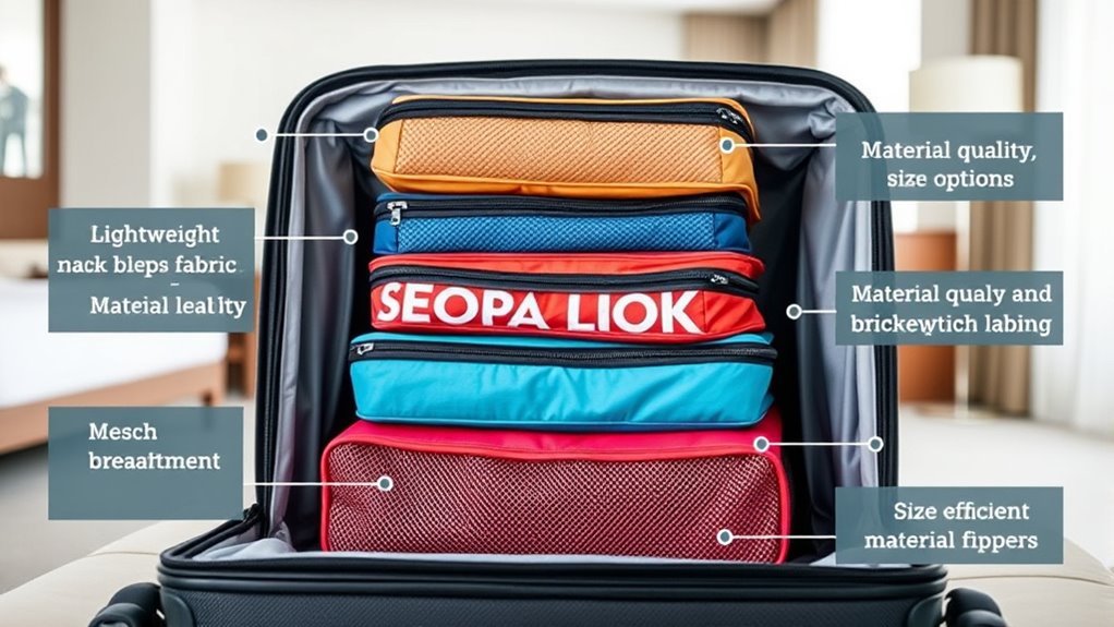 packing cubes size durability visibility