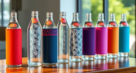 top glass bottles with sleeves