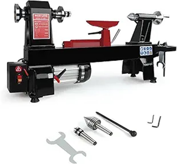 Wood Lathe Machine 12x20 inch 5-Speed Stainless Steel