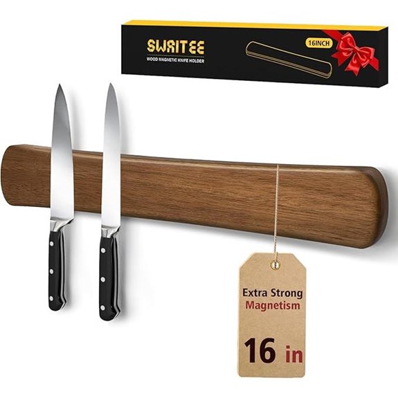 Magnetic Wall Knife Holder 16-Inch Wooden Magnet Strip