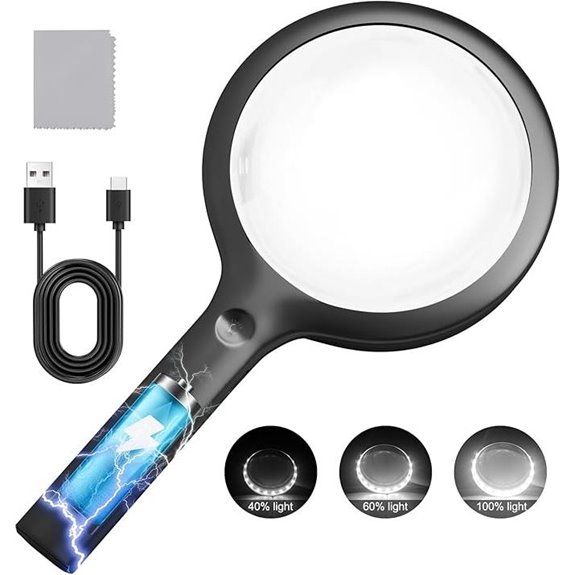 30X Lighted Magnifier for Reading and Inspection