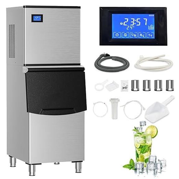 Commercial 500LB Ice Maker with Filter and Auto-Clean