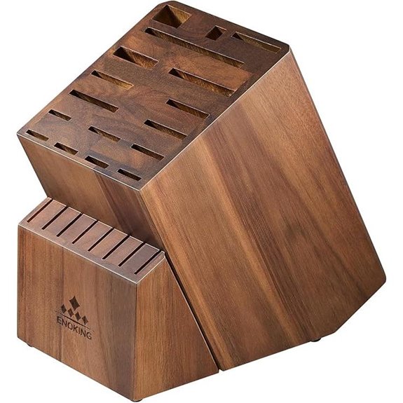 ENOKING 25-Slot Acacia Wooden Knife Block Organizer