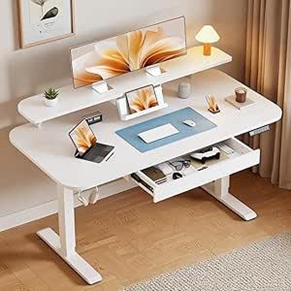adjustable desk with storage