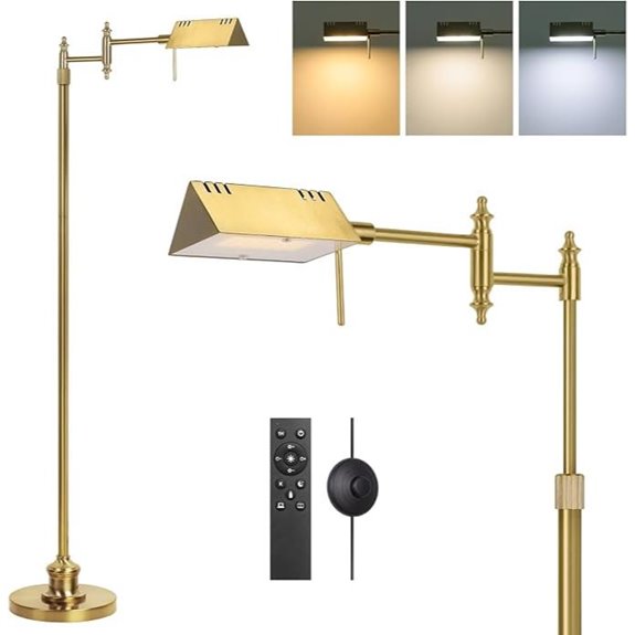 Dimmable Pharmacy Floor Lamp with Remote and Adjustable Arm