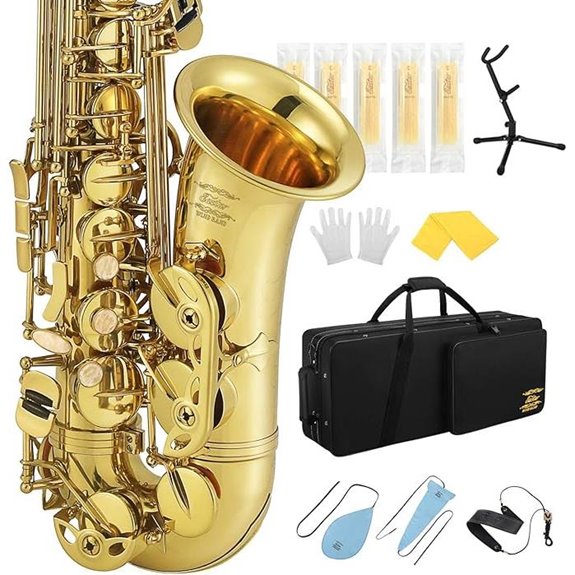 alto saxophone with accessories