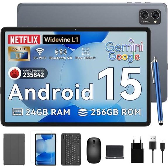 android tablet with accessories