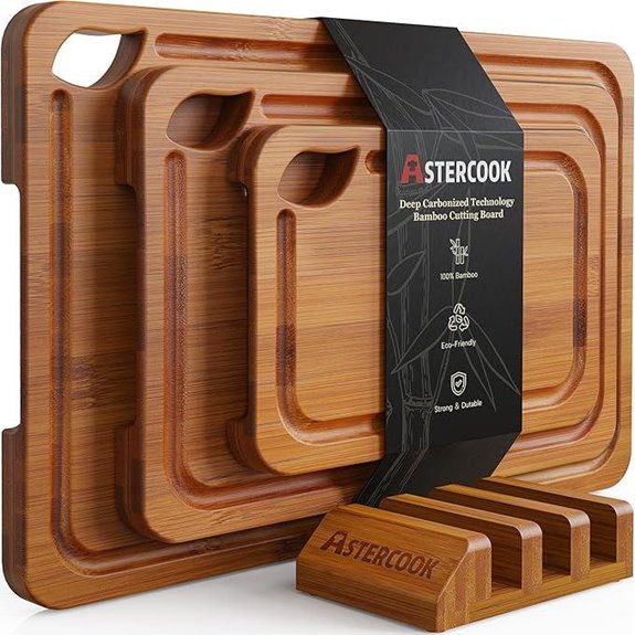 Astercook Bamboo Cutting Board with Storage and Handles