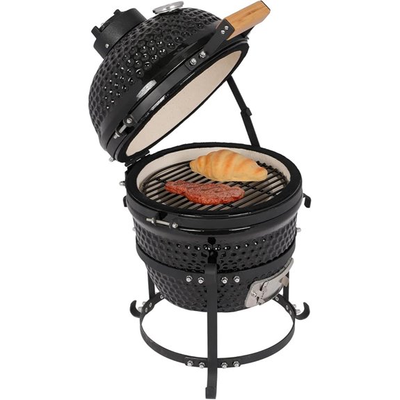 Ceramic Charcoal Kamado Grill and Smoker (Black)