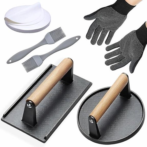 Smash Burger Press Kit with Cast Iron Smasher