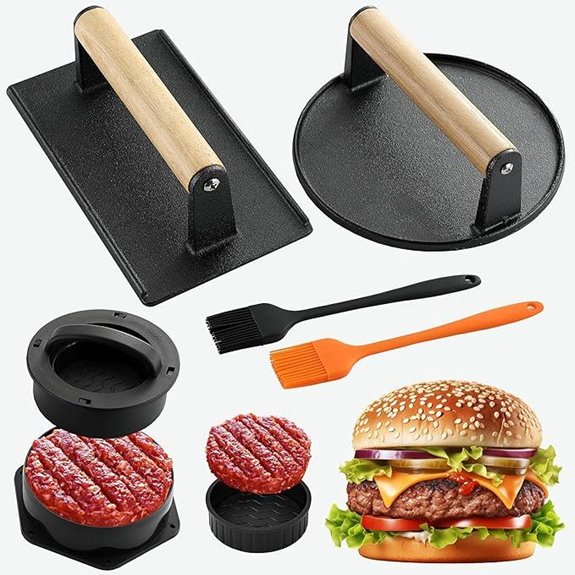POLIGO Smash Burger Press Kit with Sauce Brushes