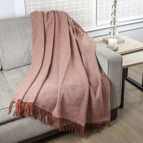 Calyx Wool Throw Blanket with Tassels 50x60in