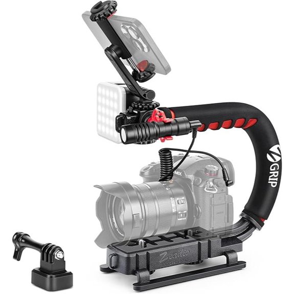 Zeadio Camera Stabilizer with LED Light & Microphone