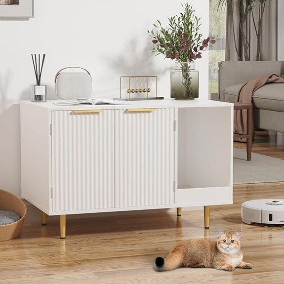 Litter Box Enclosure with Scratching Mat and Storage